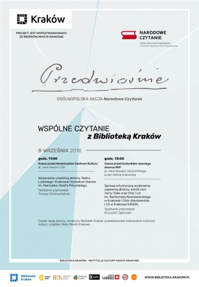 Wspólne czytanie z Biblioteką Kraków przed Galerią Krakowską